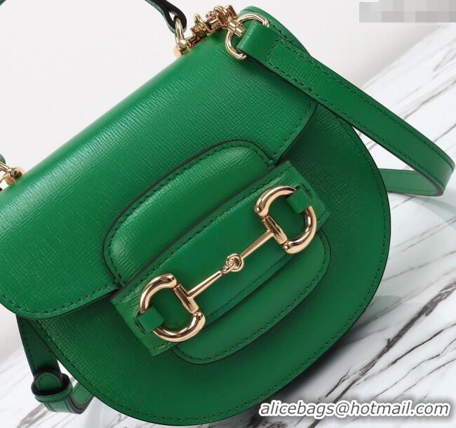 Super Quality Gucci Horsebit 1955 Leather Mini Top Handle Bag ‎781387 Green 2024