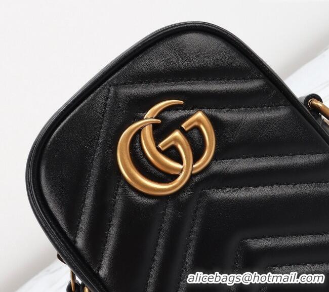 Luxury Discount Gucci GG Marmont Leather Mini bag 598597 Black 2024