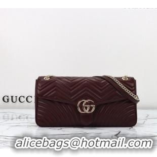 Unique Grade Gucci GG Marmont Leather Large Shoulder Bag 788371 Burgundy 2024