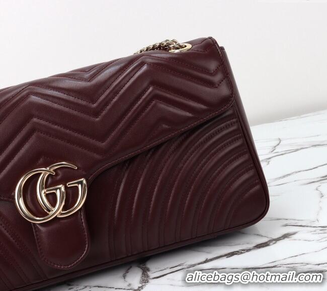 Unique Grade Gucci GG Marmont Leather Large Shoulder Bag 788371 Burgundy 2024