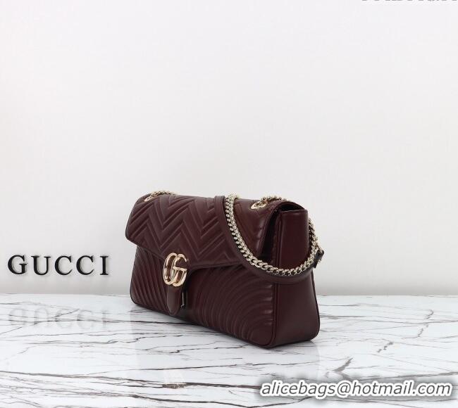 Unique Grade Gucci GG Marmont Leather Large Shoulder Bag 788371 Burgundy 2024
