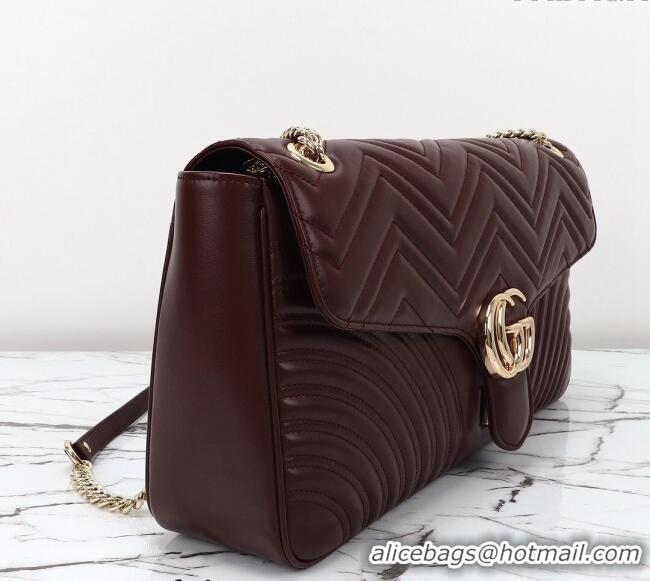 Unique Grade Gucci GG Marmont Leather Large Shoulder Bag 788371 Burgundy 2024