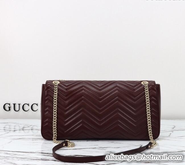 Unique Grade Gucci GG Marmont Leather Large Shoulder Bag 788371 Burgundy 2024