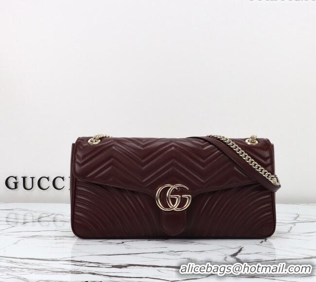 Unique Grade Gucci GG Marmont Leather Large Shoulder Bag 788371 Burgundy 2024