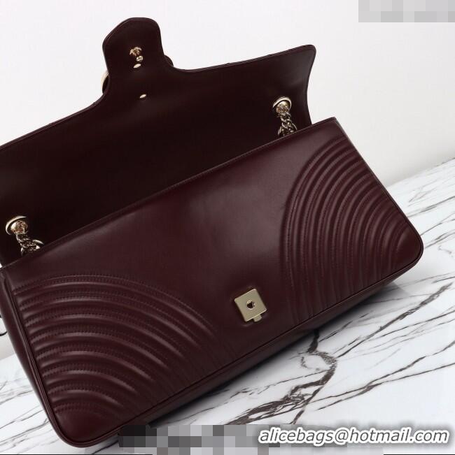 Unique Grade Gucci GG Marmont Leather Large Shoulder Bag 788371 Burgundy 2024