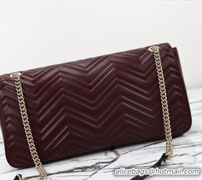 Unique Grade Gucci GG Marmont Leather Large Shoulder Bag 788371 Burgundy 2024