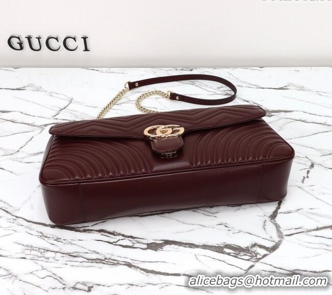 Unique Grade Gucci GG Marmont Leather Large Shoulder Bag 788371 Burgundy 2024
