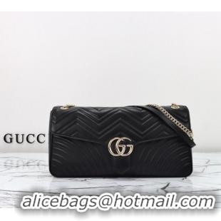 Buy Cheap Gucci GG Marmont Leather Large Shoulder Bag 788371 Black 2024