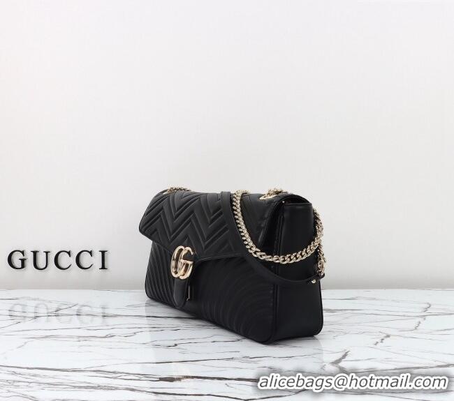 Buy Cheap Gucci GG Marmont Leather Large Shoulder Bag 788371 Black 2024