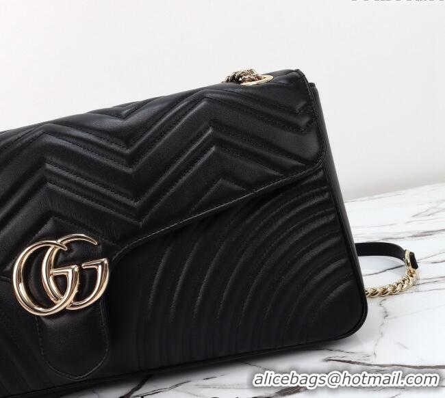 Buy Cheap Gucci GG Marmont Leather Large Shoulder Bag 788371 Black 2024