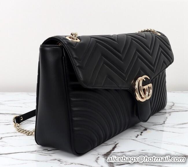 Buy Cheap Gucci GG Marmont Leather Large Shoulder Bag 788371 Black 2024
