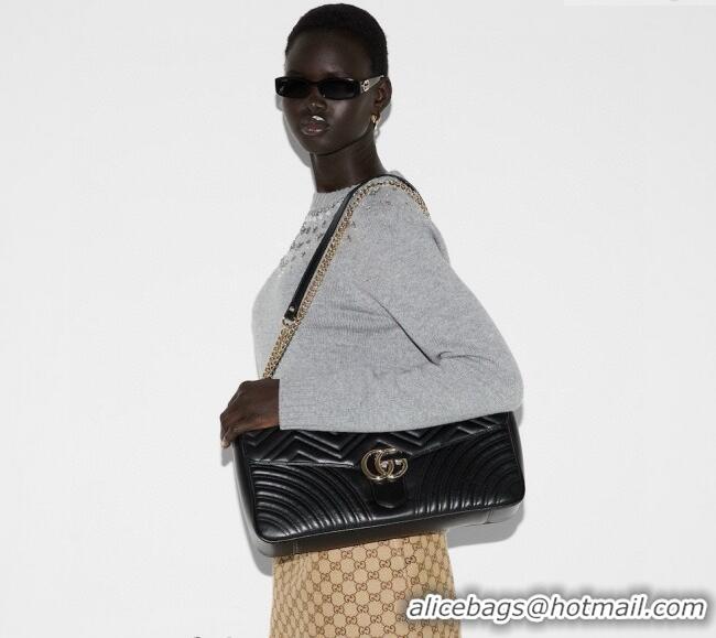 Buy Cheap Gucci GG Marmont Leather Large Shoulder Bag 788371 Black 2024