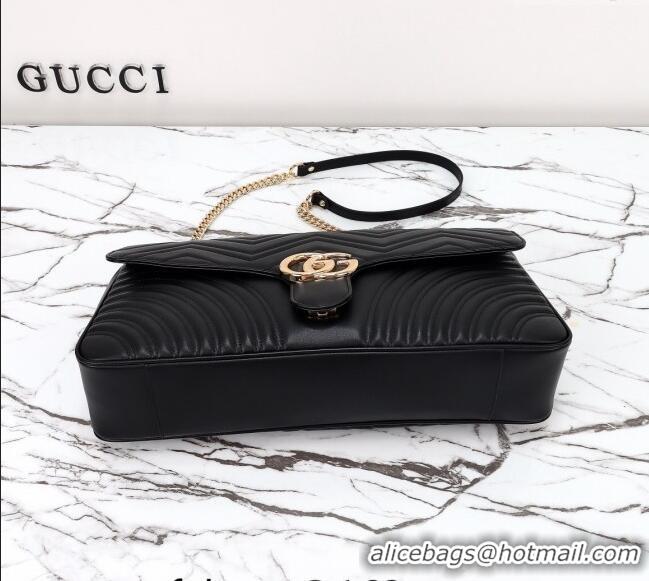 Buy Cheap Gucci GG Marmont Leather Large Shoulder Bag 788371 Black 2024