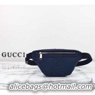 Luxury Discount Gucci Maxi GG Leather Belt Bag 658582 Blue 2024