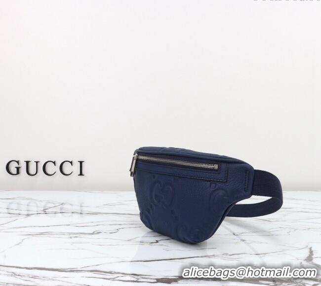Luxury Discount Gucci Maxi GG Leather Belt Bag 658582 Blue 2024