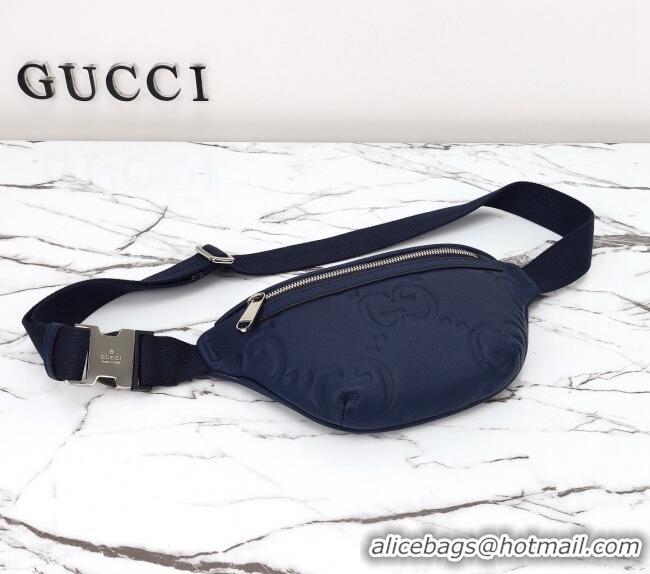 Luxury Discount Gucci Maxi GG Leather Belt Bag 658582 Blue 2024