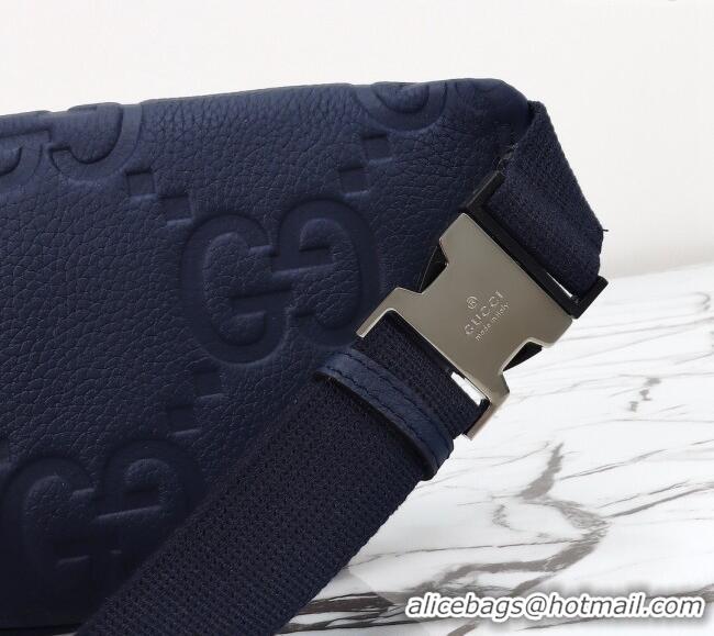 Luxury Discount Gucci Maxi GG Leather Belt Bag 658582 Blue 2024