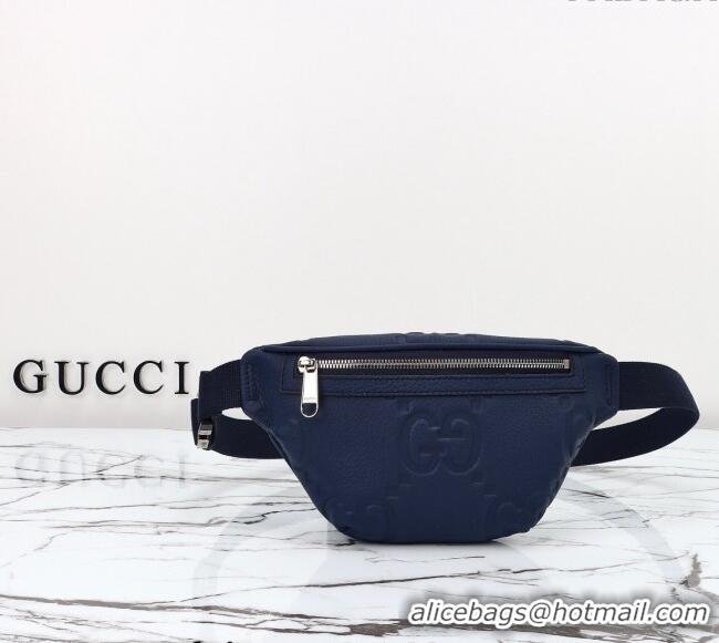 Luxury Discount Gucci Maxi GG Leather Belt Bag 658582 Blue 2024