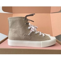 Good Product Miu Miu Washed Denim High-top Sneakers Grey 2025 5E384E
