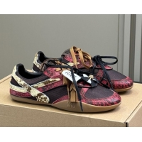 Luxurious Miu Miu Gymnasium Sneakers in Snakeskin Embossed Leather and Knit Red 50603120
