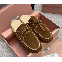 Good Product Miu Miu Faded Suede Sneaker Mules Dark Brown 2025 5D455E
