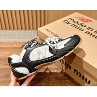 Top Design New Balance x Miu Miu 530 Sneakers in Calf Leather White/Black 0603130