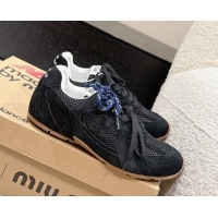 Durable New Balance x Miu Miu 530 Sneakers in Suede and Mesh Black 0603139