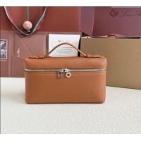 Original Discount Loro Piana LP Extra Pocket Pouch L19 in Grained Calfskin FAI8393 Tabac Brown/Silver 2025