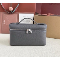 Discount Loro Piana LP Extra Pocket Pouch L19 in Grained Calfskin FAI8393 Dark Grey 2025