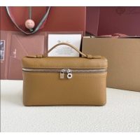 Top Grade Loro Piana LP Extra Pocket Pouch L19 in Grained Calfskin FAI8393 Jungle Brown 2025