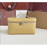 Cheap Wholesale Loro Piana LP Extra Pocket Pouch L19 in Grained Calfskin FAI8393 Butter Yellow 2025