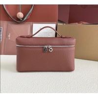 High Quality Loro Piana LP Extra Pocket Pouch L19 in Grained Calfskin FAI8393 Brick 2025