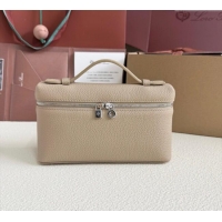 Best Quality Loro Piana LP Extra Pocket Pouch L19 in Grained Calfskin FAI8393 Beige/Silver 2025
