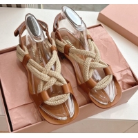 Best Grade Miu Miu Flat Cord Sandals Brown 2025 5X415E 0603150