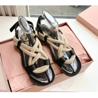 Low Cost Miu Miu Flat Cord Sandals Black 2025 5X415E 50603151