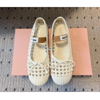 Good Product Miu Miu Woven Nappa Leather Flat Ballerinas White 2025 5F381E 0603153
