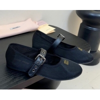 Trendy Design Miu Miu Mesh Fabric Flat Ballerinas Black 2025 5F373E 0603155