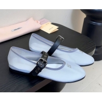 Lower Price Miu Miu Mesh Fabric Flat Ballerinas Grey 2025 5F373E 603156