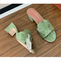 Durable Loro Piana Summer Charms Sandal 5.5cm Heel in Suede LP62005 Green 5062005