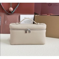 Top Grade Loro Piana LP Extra Pocket Pouch L19 in Grained Calfskin FAI8393 Light Grey 2025