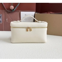 Grade Design Loro Piana LP Extra Pocket Pouch L19 in Grained Calfskin FAI8393 White/Gold 2025