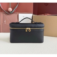 Trendy Design Loro Piana LP Extra Pocket Pouch L19 in Grained Calfskin FAI8393 Black/Gold 2025