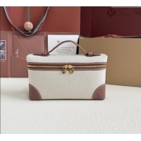 Best Product Loro Piana LP Extra Pocket Pouch L19 in Canvas and Leather FAI8393 Brown 2025
