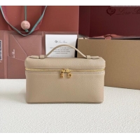 Best Price Loro Piana LP Extra Pocket Pouch L19 in Grained Calfskin FAI8393 Beige/Gold 2025
