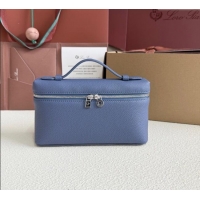 Good Taste Loro Piana LP Extra Pocket Pouch L19 in Grained Calfskin FAI8393 Indigo Blue 2025