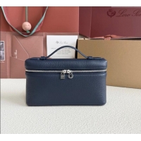 Top Design Loro Piana LP Extra Pocket Pouch L19 in Grained Calfskin FAI8393 Midnight Blue 2025