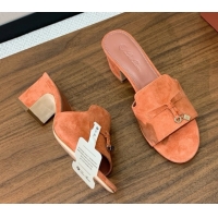 Unique Style Loro Piana Summer Charms Sandal 5.5cm Heel in Suede LP62016 Orange