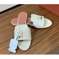 Most Popular Loro Piana Summer Charms Slides Sandal in Suede LP62019 Apricot