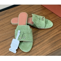 Grade Quality Loro Piana Summer Charms Slides Sandal in Suede LP62023 Green