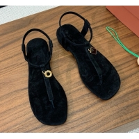 Expensive Loro Piana Mindil Infra Sandal in Suede LP062325 Black